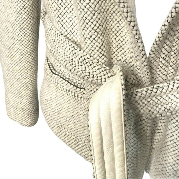 IRO Paris Sz 8 Wool Blend Leather Trim Cream Black - Picture 5 of 10